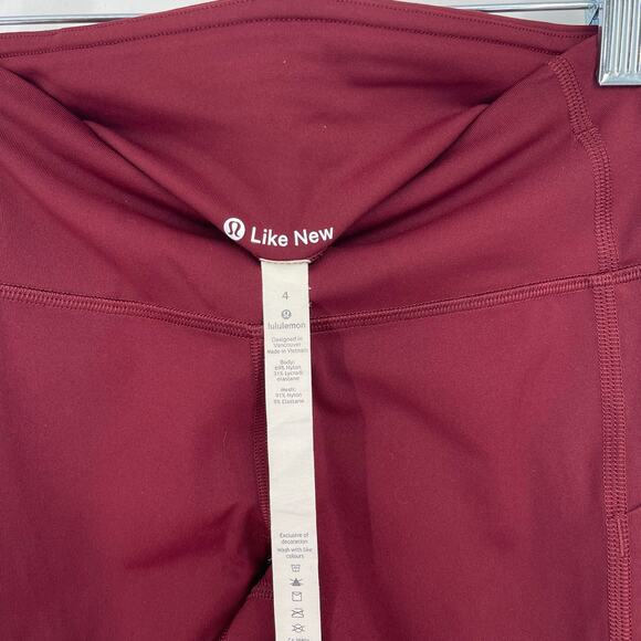 Lululemon Pace Rival Crop 22" Leggings Deep Rouge Size 4 - Picture 3 of 7